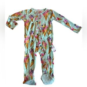 Ellie K’s Green and Pink Ice Cream Cone Print Bamboo Footie PJ’s 9-12 months NWT